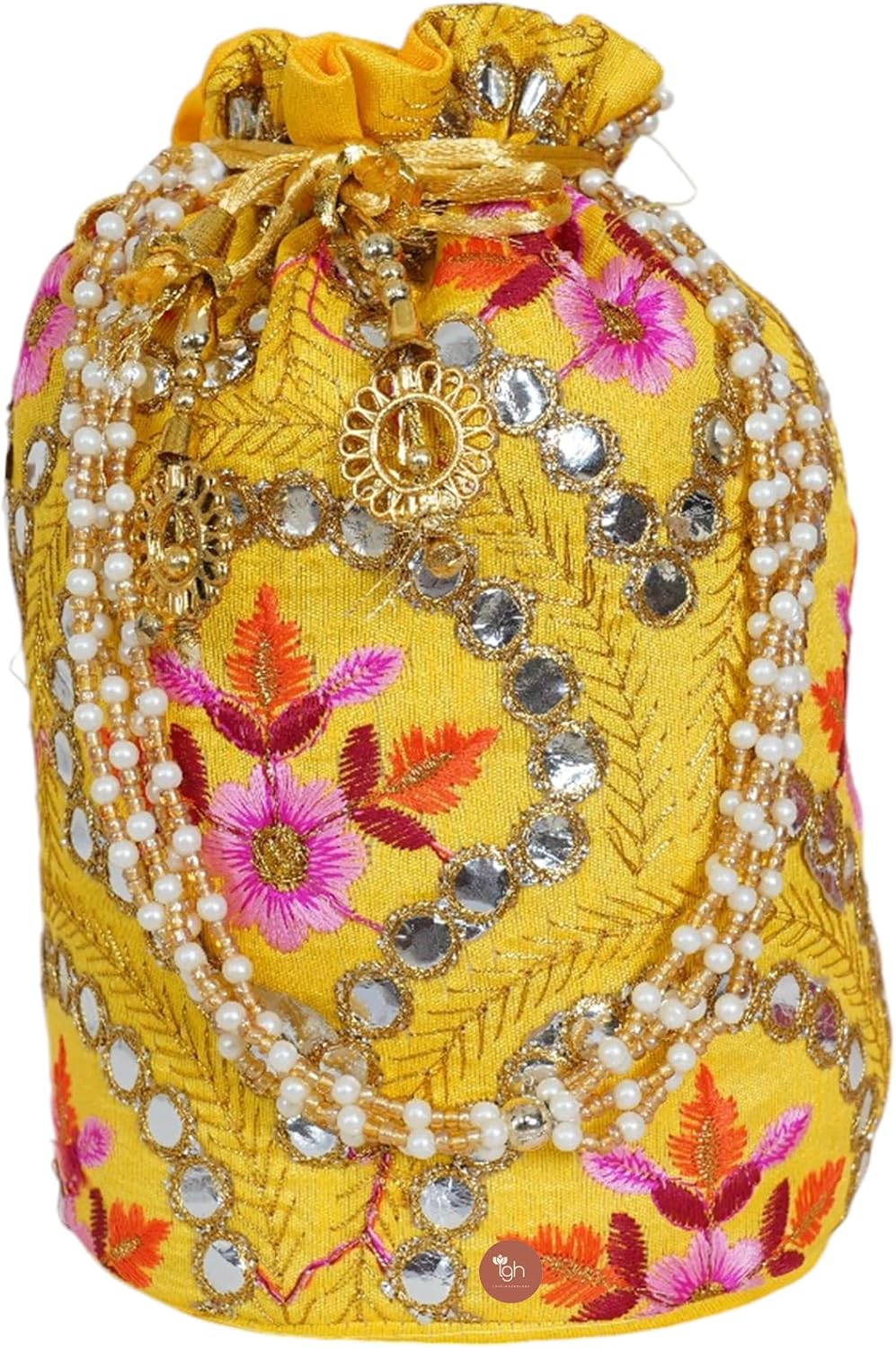 ミキモト クラッチバッグ 真珠 パール バッグ ハンドバッグ 鏡 金糸